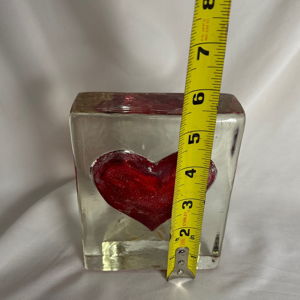Blown Glass Red Heart Tea Light Candle Holder Block Decor - last chance! - Picture 11 of 12